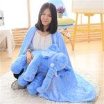 Elephant Plush Pillow with Blanket - Soft Baby Comfort Sleep Cushion Blue 1 L Dual use