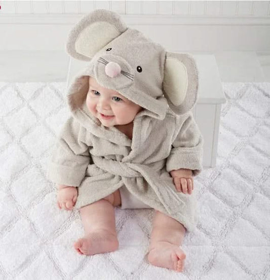 Kids Animal Hooded Bathrobe - Soft Cotton Towel Robe for Toddlers
