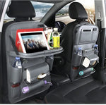 Car Storage Organizer - PU Leather Seat Back Organizer with Tray & Pockets