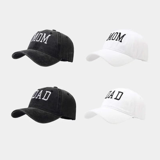 Washed Cotton DAD MOM Embroidered Baseball Cap - Vintage Sports Hat