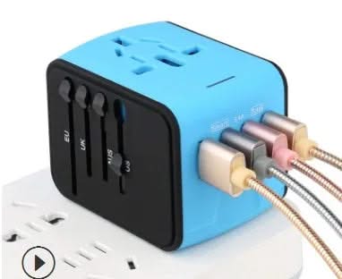 Universal Travel Adapter - 4 USB Ports Worldwide Power Plug Converter for 170+ Countries