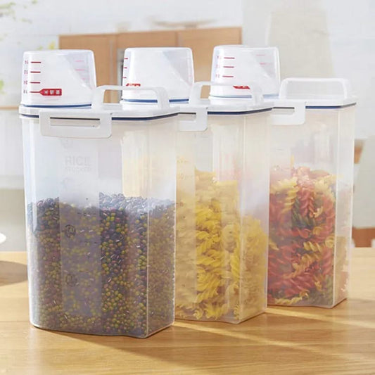 Airtight Food Storage Containers - Clear Plastic Kitchen Canisters for Dry Goods & Grains