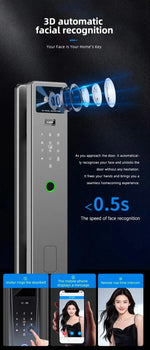 Smart Fingerprint Door Lock - WiFi Tuya App Keyless Entry with Face Recognition & Camera