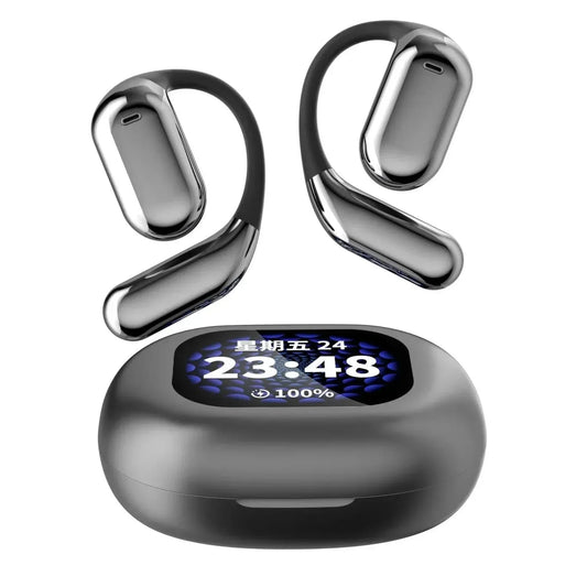 Q16 PRO Wireless Earbuds - Bluetooth 5.4 with LCD Touch Screen, ANC Noise Cancellation & Ear Hooks