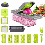 6-in-1 Vegetable Slicer & Chopper Set - 14 Piece Multifunctional Kitchen Cutter with Stainless Steel Blades