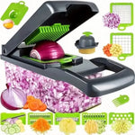 6-in-1 Vegetable Slicer & Chopper Set - 14 Piece Multifunctional Kitchen Cutter with Stainless Steel Blades