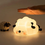 Cute Animal Silicone Night Light - Rechargeable LED Bedroom Lamp Sleeping sheep black pat 2W