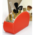 Premium PU Leather Desk Organizer - Multi-Compartment Storage Box for Office & Cosmetics Red