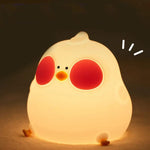 Cute Animal Silicone Night Light - Rechargeable LED Bedroom Lamp Cuckoo Chicken Pat 2W