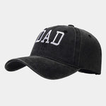 Washed Cotton DAD MOM Embroidered Baseball Cap - Vintage Sports Hat SOFT TOP SOLID DAD BLACK Adjustable