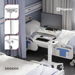 ProperAV Height Adjustable Mobile Workstation Trolley Cart - Pneumatic Sit Stand Desk