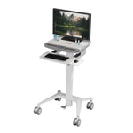ProperAV Height Adjustable Mobile Workstation Trolley Cart - Pneumatic Sit Stand Desk