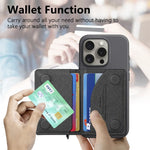 Phone Card Holder Wallet - PU Leather Stick-On Zipper Pouch for iPhone