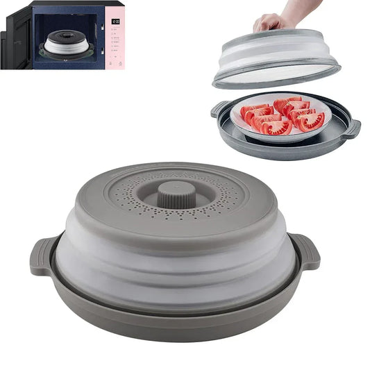 10.2 inch Microwave Plate Cover 2 In 1 Cover as Splatter Guard Collapsible Lid for Plate Dish Bowl Multi-Purpose Kitchen Gadget